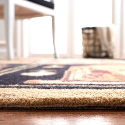 Handmade Black/Multi Floral Wool Round Rug, 8' Diameter