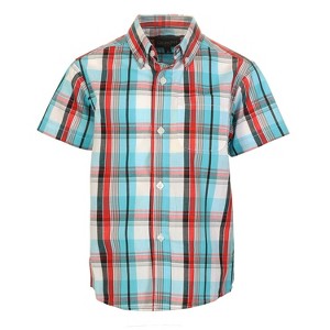 Gioberti Boy's Casual Plaid Checkered Short Sleeve Button Down Shirt - 1 of 2