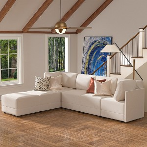 120" Modular Sectional Couch 6-Seater Large Sofa for Living Room U Shaped with Chaise Ottoman -Morden Fort - 1 of 4