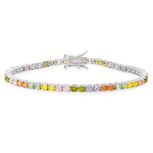 Sterling Silver Multi-color CZ Tennis Bracelet - 1 of 2