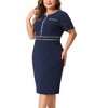 Agnes Orinda Women's Plus Size Retro Sheath Short Sleeve Business Pencil Bodycon Dresses - 2 of 4