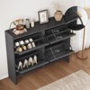 4 Shoe Cabinet with Flip Drawers, Wooden Shoe Cabinet with Adjustable Shelf, Freestanding Shoe Organizer, Hidden Shoe Storage for Entryway Hallway - 4 of 4