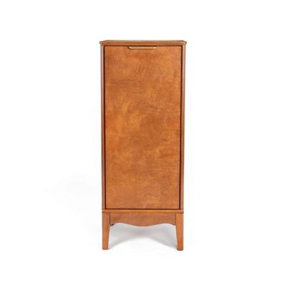 Lirago 14.4"W x12.7"D x35.7" HModern Bathroom Floor Cabinet with Adjustable Shelves Antique Brass Freestanding Storage Accent Cabinet Reddish Brown
