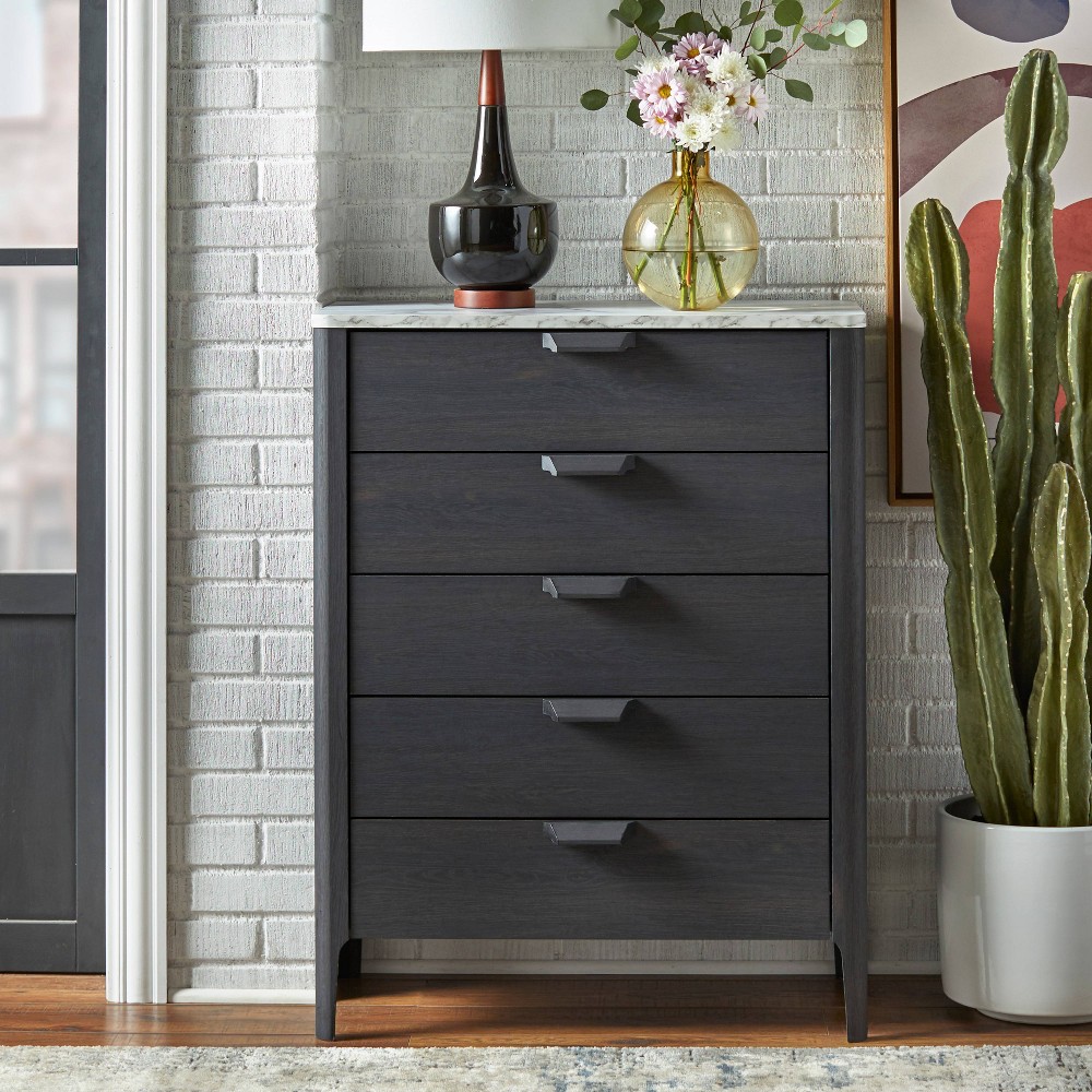 Photos - Dresser / Chests of Drawers Keely 5 Drawer Chest Charcoal Gray - Buylateral