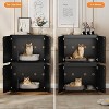 Cat Litter Box Enclosure, Farmhouse Rustic Wooden Cat Washroom Furniture with Barn Doors, Hidden Litter Box Cabinet End Table for Indoor Home - 2 of 4