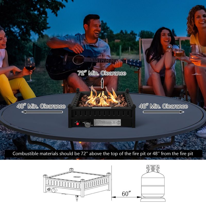 Costway Portable Tabletop Fire Bowl 40,000 BTU Propane Firepit fit Umbrella Holes Table, 5 of 11