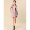 Allegra K Women's Notched Lapel Double Breasted Faux Suede Trench Coat with Belt - 3 of 4