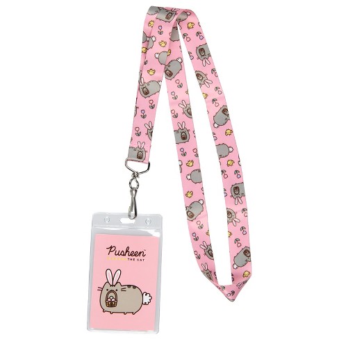 Culture Fly Pusheen The Cat Easter Bunny Ears ID Badge Card Holder Strap  Lanyard Pink