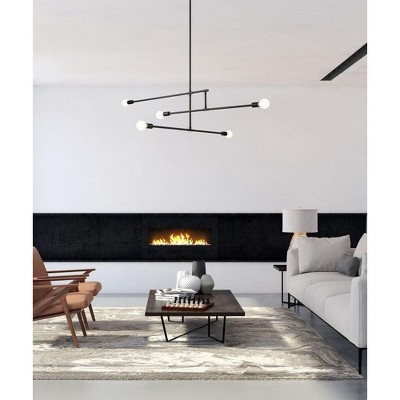 Modernist 5-Light Chrome Steel Chandelier - Dimmable, 60.75" Linear Design for Contemporary Spaces