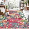 Acekool Modern Washable Rug 8x10: Non-Slip Stain Resistant Carpet for Living Room, Bedroom, Nursery – Fuchsia/Green - 2 of 4