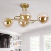 PAKOKULA 4-Light Gold Sputnik Modern Linear Bubble Semi-Flush Mount Ceiling Light with Amber Glass Shade - 4 of 4