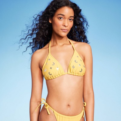Women's Sequin Detail Triangle Bikini Top - Wild Fable™ Yellow S