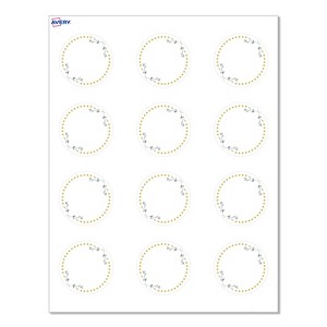 Avery® Cards, 2" Diameter, Green Florals w/ Gold Dots, 120ct - 1 of 4