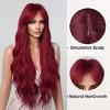 Pink Long Wavy Wigs with Bangs Synthetic Dark Roots Wigs for Women Natural Wave Fake Hair Heat Resistant Cosplay Party Use Wig - 4 of 4