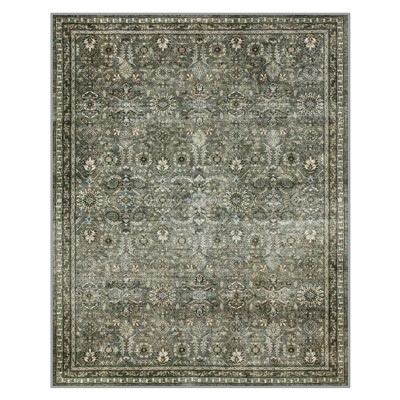 Lahome Vintage Full Coverage Floral Border Short Pile Velvet Rectangular Indoor Area Rug