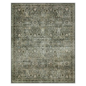 Lahome Vintage Full Coverage Floral Border Short Pile Velvet Rectangular Indoor Area Rug - 1 of 4