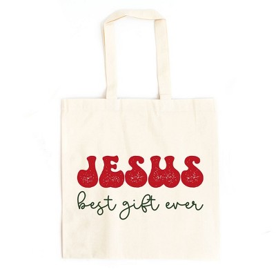 City Creek Prints Jesus Best Gift Ever Cursive Canvas Tote Bag - 15x16 - Natural