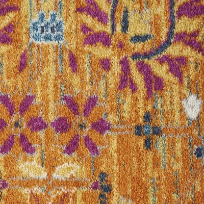 Sunburst Floral Bliss 9' x 12' Easy-Care Synthetic Area Rug