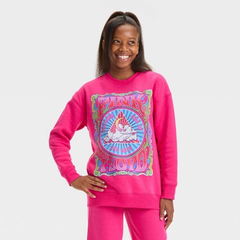 Girls Long Sleeve Graphic Pink Floyd Fleece Crew Neck Art Class Pink Target