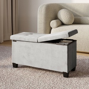 StorageBud Storage Ottoman for Bedroom End of Bed, Velvet Storage Bench, Large Storage Ottoman Bench, Entryway Bench with Storage - 1 of 4