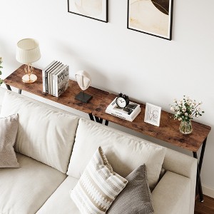 Narrow Console Table, 2-Tier Farmhouse Sofa Table with Shelves, Behind Couch Table for Living Room Hallway Entryway - 1 of 4