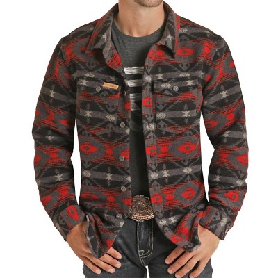 Men's Wool Aztec Jacquard Shirt Jacket - Powder River