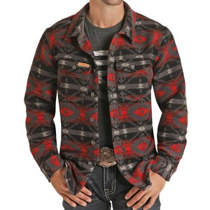 Men's Wool Aztec Jacquard Shirt Jacket - Powder River - 1 of 2