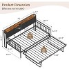 ZevemomoTwin Daybed with Pop Up Trundle,Heavy Duty Metal Twin Bed Frame，LED Lights Upholstered Headboard,for Living Room Bedroom Guest Room,Black - 3 of 4