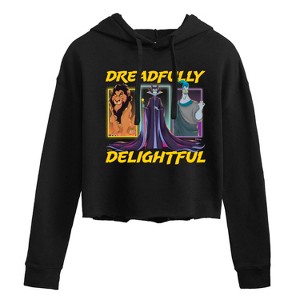Women's - Disney Villains - Dreadlfully Delightful Scar Maleficent Hades Cropped Graphic Hoodie - 1 of 3