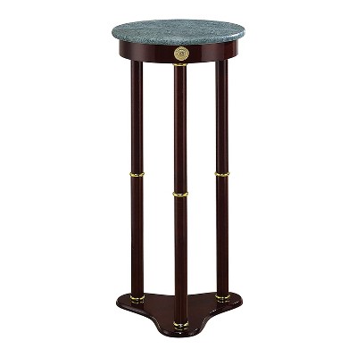 Coaster Home Furnishings Round Modern Contemporary Accent Plant Stand Table with 3-Pronged Wooden Legs and Marble Top, Merlot and Green