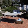 Sunnydaze Polycotton 2-Person Hammock with Curved Bamboo Foldable Spreader Bars - 450 lb Weight Capacity - Neutral Stripe - 4 of 4