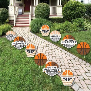 Big Dot of Happiness Basketball - Let The Madness Begin - Lawn Decorations - Outdoor College Basketball Party Yard Decorations - 10 Piece - 1 of 4