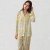 Anna-Kaci Lounge Women's Watercolor Floral Print Pajama Set with Relaxed Long Sleeve Button-Up Top and Wide Leg Pants - 4 of 4