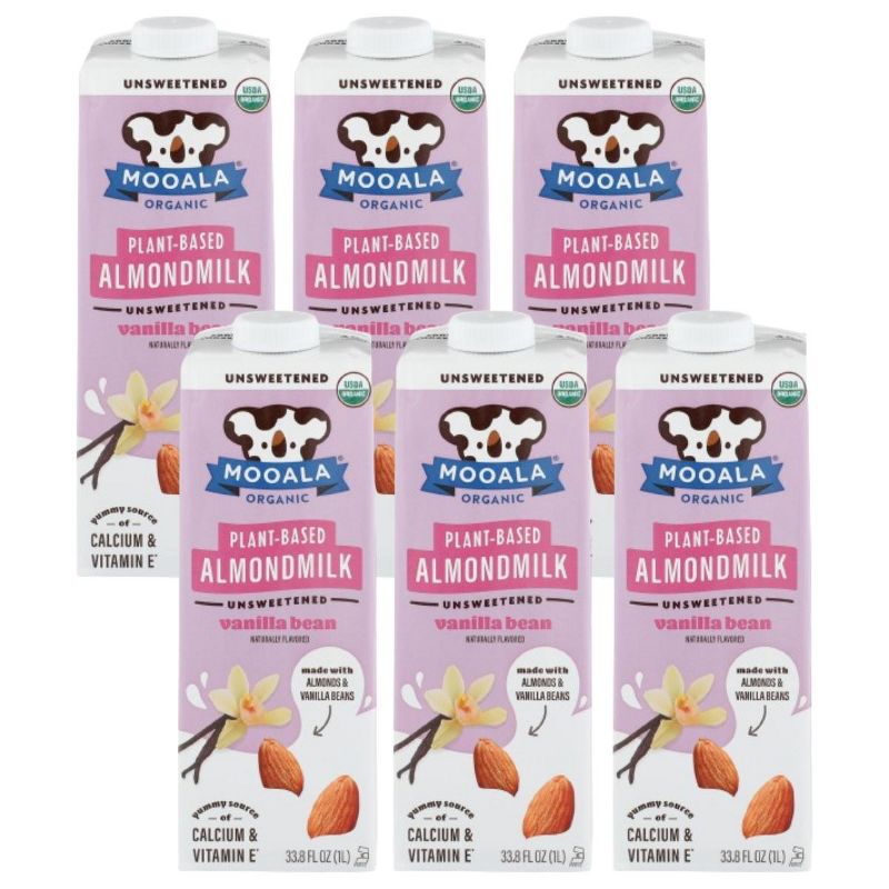 Mooala Organic Plant-Based Unsweetened Vanilla Bean Almond Milk - Case of 6/33.8 oz, 1 of 7