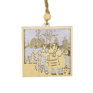 Ganz 4.0 Inch Market Winter Scene Ornament Santa Snowman Reindeer Winter Tree Ornaments - 1 of 3
