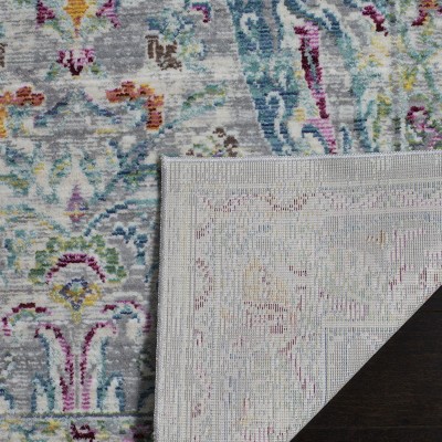 Hand-Knotted Grey and Light Blue Abstract Synthetic Rug, 3' x 5'