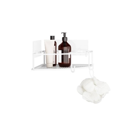 White Metal Corner Shower Caddy Set with Suction Mount