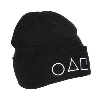 Squid Games Guard Symbols Embroidery Standard Cuff Acrylic Knit Beanie Cuff Beanie