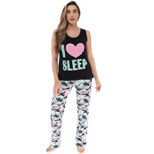 Just Love Womens Tank & Pant Cute Pajama Set - Ribbed PJ Sets Sleepwear Loungewear - 1 of 3