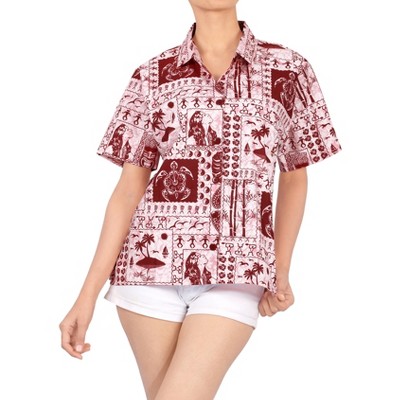 LA LEELA Hawaiian Shirts Womens Short Sleeve Blouses Summer Button Down Shirt Party Dressy Tropical Vacation Button Up Casual Shirts