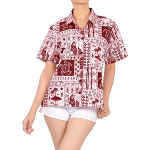LA LEELA Hawaiian Shirts Womens Short Sleeve Blouses Summer Button Down Shirt Party Dressy Tropical Vacation Button Up Casual Shirts - 1 of 4
