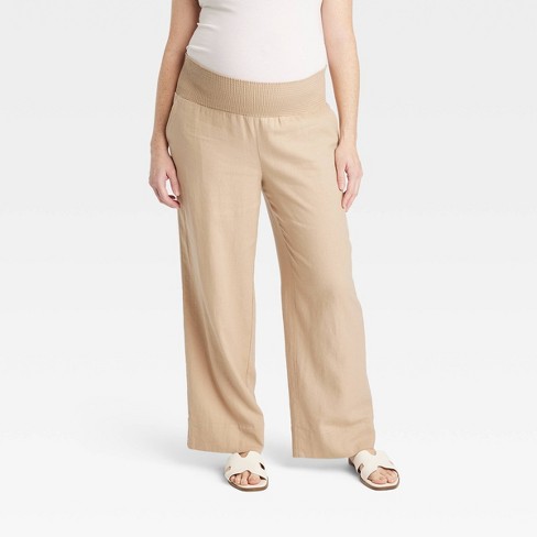 Smocked Waist Wide Leg Maternity Pants - Isabel Maternity By