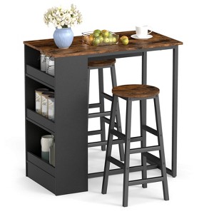 Costway 3 Pieces Bar Table Set Industrial Counter Height Dining Table Set with Storage - 1 of 4