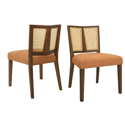 Christopher Knight Home Hassan Rubberwood Upholstered Dining Chairs with Cane Webbing(Set of 2)