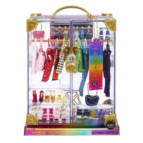  Rainbow High Deluxe Fashion Closet for 400+ Looks. Portable  Clear Acrylic Playset Features 31+ Designer Doll Clothing & Accessories,  Gift for Kids & Collectors, Toys for Kids Ages 6 7 8+