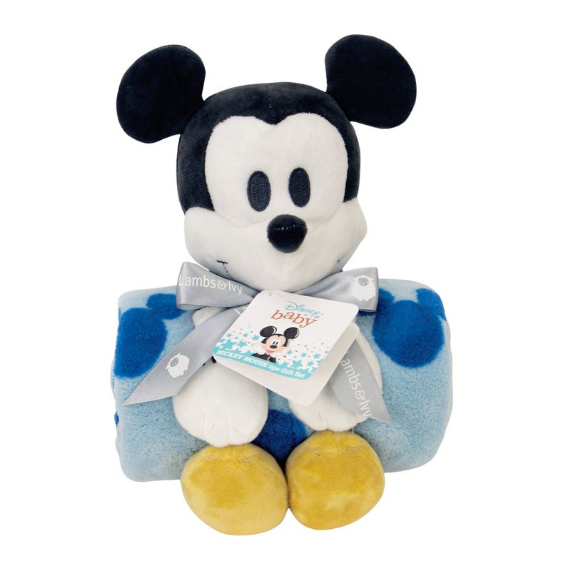 Lambs & Ivy Disney Baby Mickey Mouse Blanket & Plush Baby Gift Set - Blue, 1 of 9