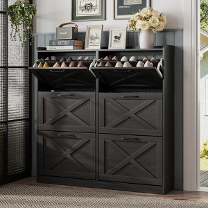 Shoe Storage Cabinet with 6 Flip Drawers - 1 of 4