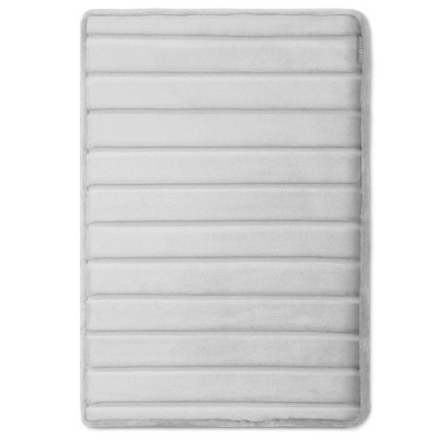 17"x24" MICRODRY SoftLux Quilted Striped Memory Foam Bath Rug/Runner with Skid Resistant Base Light Gray: Machine Washable, Plush Polyester