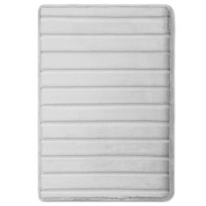 17"x24" MICRODRY SoftLux Quilted Striped Memory Foam Bath Rug/Runner with Skid Resistant Base Light Gray: Machine Washable, Plush Polyester - 1 of 3