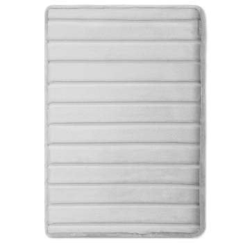 17"x24" MICRODRY SoftLux Quilted Striped Memory Foam Bath Mat/Runner with Skid Resistant Base Light Gray